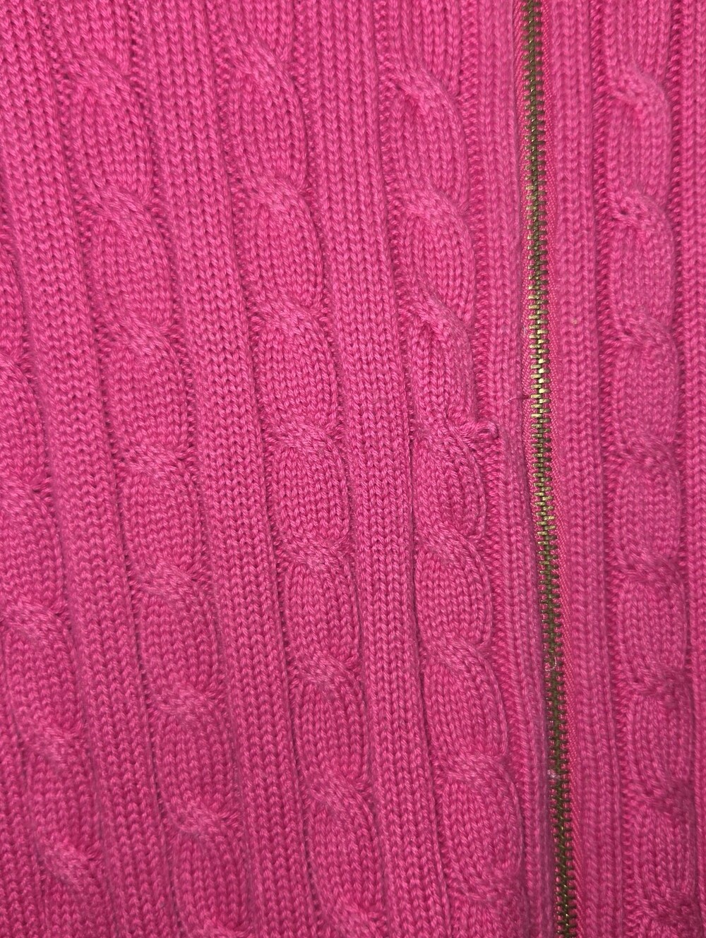 Vintage Ralph Lauren Pink Cable-Knit Zip Sweater Full Zip With Crest 2X - Picture 5 of 8